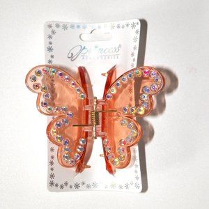 AB Rhinestone Orange Butterfly Hair Claw Clip Princess Accessories